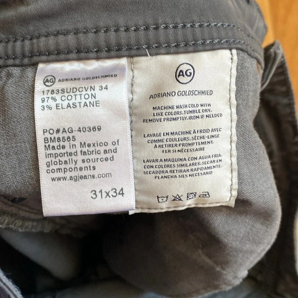 AG Adriano Goldschmied Tellis SUD Sueded Modern Slim Folkestone Gray Jeans 31x34 - Picture 5 of 7